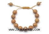 CGB8575 12mm round wooden jasper adjustable macrame bracelets