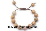 CGB8577 12mm round picture jasper adjustable macrame bracelets