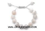 CGB8602 12mm round white crazy lace agate adjustable macrame bracelets