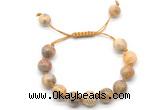 CGB8603 12mm round yellow crazy lace agate adjustable macrame bracelets