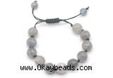 CGB8629 12mm faceted round labradorite adjustable macrame bracelets