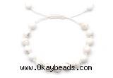 CGB8651 8mm,10mm round white howlite adjustable macrame bracelets