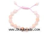 CGB8655 8mm,10mm round pink aventurine adjustable macrame bracelets