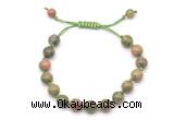 CGB8660 8mm,10mm round unakite adjustable macrame bracelets