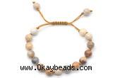 CGB8662 8mm,10mm round fossil coral adjustable macrame bracelets