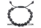 CGB8668 8mm,10mm round black lava adjustable macrame bracelets