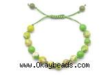 CGB8672 8mm,10mm round green sea sediment jasper adjustable macrame bracelets