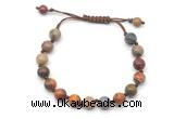 CGB8677 8mm,10mm round picasso jasper adjustable macrame bracelets