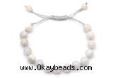 CGB8698 8mm,10mm round white crazy lace agate adjustable macrame bracelets