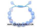 CGB8708 8mm,10mm round blue banded agate adjustable macrame bracelets