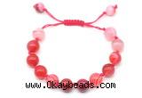 CGB8710 8mm,10mm round red banded agate adjustable macrame bracelets