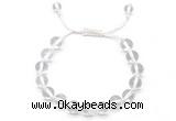 CGB8740 8mm,10mm round white crystal adjustable macrame bracelets