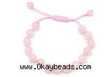 CGB8741 8mm,10mm round rose quartz adjustable macrame bracelets