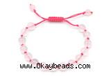 CGB8742 8mm,10mm round grade A rose quartz adjustable macrame bracelets