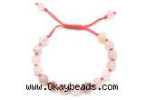 CGB8743 8mm,10mm round pink quartz adjustable macrame bracelets