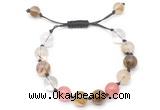 CGB8761 8mm,10mm round cherry quartz adjustable macrame bracelets