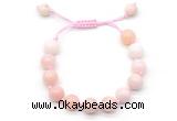 CGB8765 8mm,10mm round pink opal adjustable macrame bracelets