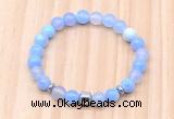 CGB8861 8mm, 10mm blue agate, drum & rondelle hematite beaded bracelets