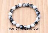 CGB8874 8mm, 10mm black & white jasper, drum & rondelle hematite beaded bracelets