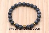 CGB8880 8mm, 10mm black labradorite, drum & rondelle hematite beaded bracelets