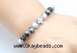 CGB8904 8mm, 10mm black & white jasper & cross hematite power beads bracelets