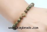 CGB8917 8mm, 10mm unakite & cross hematite power beads bracelets