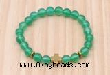 CGB8922 8mm, 10mm green agate, cross & rondelle hematite beaded bracelets