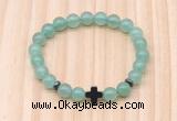 CGB8923 8mm, 10mm green aventurine, cross & rondelle hematite beaded bracelets