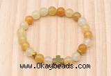 CGB8925 8mm, 10mm yellow aventurine, cross & rondelle hematite beaded bracelets