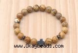 CGB8930 8mm, 10mm picture jasper, cross & rondelle hematite beaded bracelets