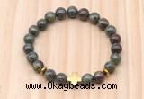 CGB8931 8mm, 10mm dragon blood jasper, cross & rondelle hematite beaded bracelets