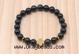 CGB8942 8mm, 10mm black obsidian, cross & rondelle hematite beaded bracelets