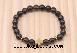 CGB8943 8mm, 10mm smoky quartz, cross & rondelle hematite beaded bracelets