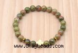 CGB8947 8mm, 10mm unakite, cross & rondelle hematite beaded bracelets