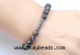 CGB8968 8mm, 10mm grey opal & rondelle hematite beaded bracelets