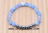 CGB8981 8mm, 10mm blue agate & drum hematite beaded bracelets