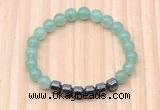 CGB8983 8mm, 10mm green aventurine & drum hematite beaded bracelets