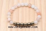 CGB8984 8mm, 10mm pink aventurine & drum hematite beaded bracelets