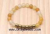 CGB8985 8mm, 10mm yellow aventurine & drum hematite beaded bracelets