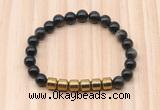 CGB9001 8mm, 10mm golden obsidian & drum hematite beaded bracelets