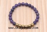 CGB9004 8mm, 10mm amethyst & drum hematite beaded bracelets