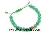 CGB9022 8mm, 10mm green agate & drum hematite adjustable bracelets