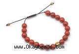 CGB9027 8mm, 10mm red jasper & drum hematite adjustable bracelets