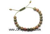 CGB9047 8mm, 10mm unakite & drum hematite adjustable bracelets