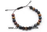 CGB9048 8mm, 10mm colorful tiger eye & drum hematite adjustable bracelets