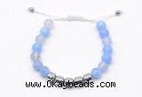 CGB9061 8mm, 10mm blue agate & drum hematite adjustable bracelets