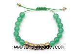 CGB9062 8mm, 10mm green agate & drum hematite adjustable bracelets