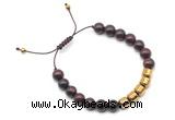 CGB9068 8mm, 10mm brecciated jasper & drum hematite adjustable bracelets