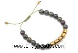 CGB9071 8mm, 10mm dragon blood jasper & drum hematite adjustable bracelets