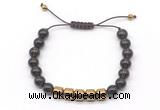 CGB9083 8mm, 10mm smoky quartz & drum hematite adjustable bracelets